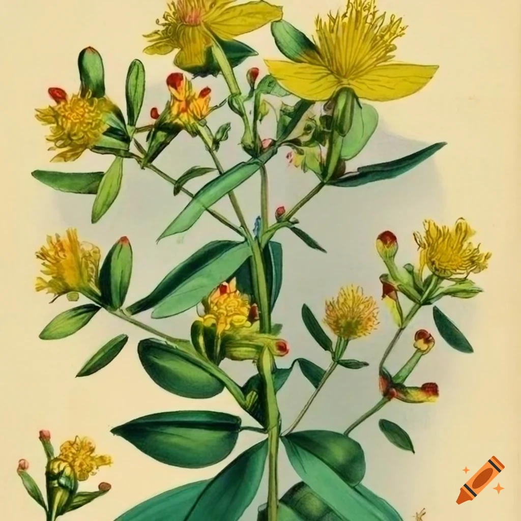 vintage-plant-poster-of-st-john-s-wort-on-craiyon