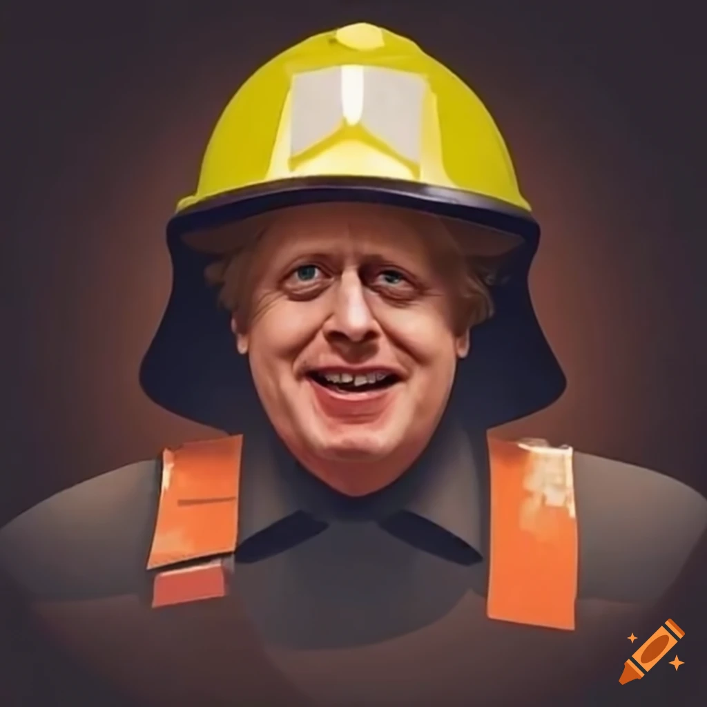 Boris johnson wearing a fireman helmet on Craiyon