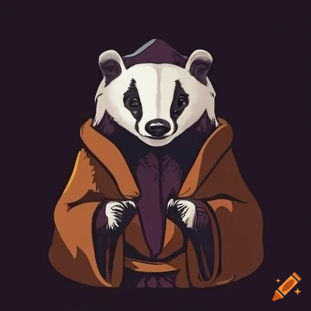 image of a badger wearing a wizard robe