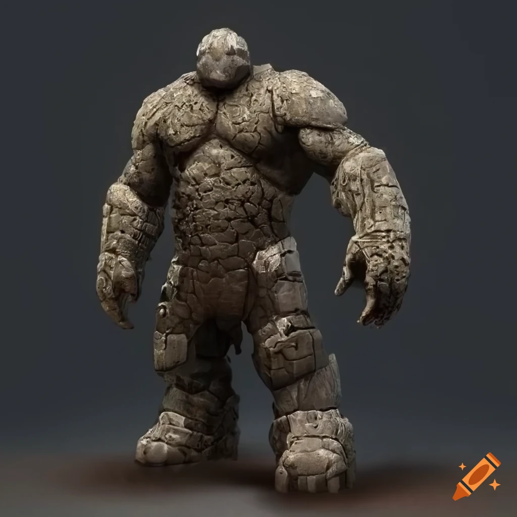 Image of a granite golem with metal armor on Craiyon