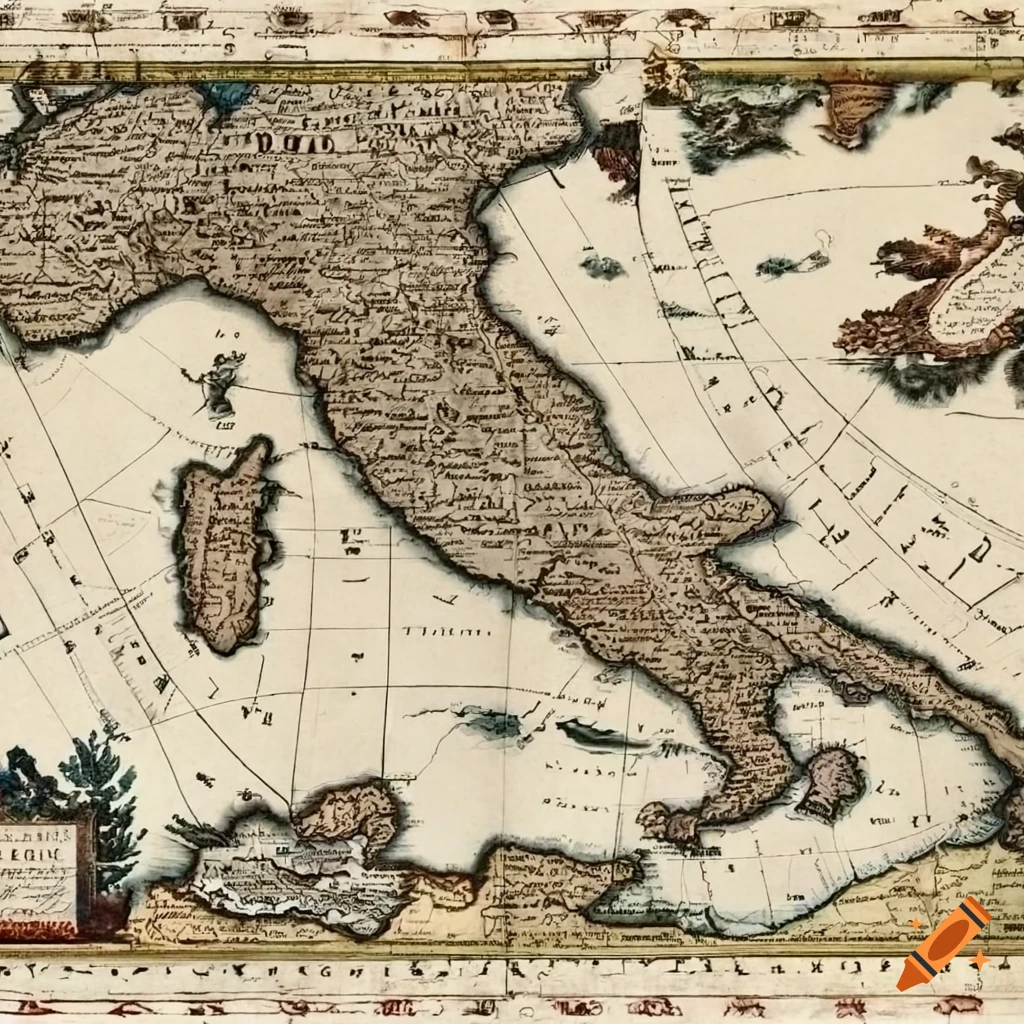 Ancient map of italy from the roman empire era on Craiyon