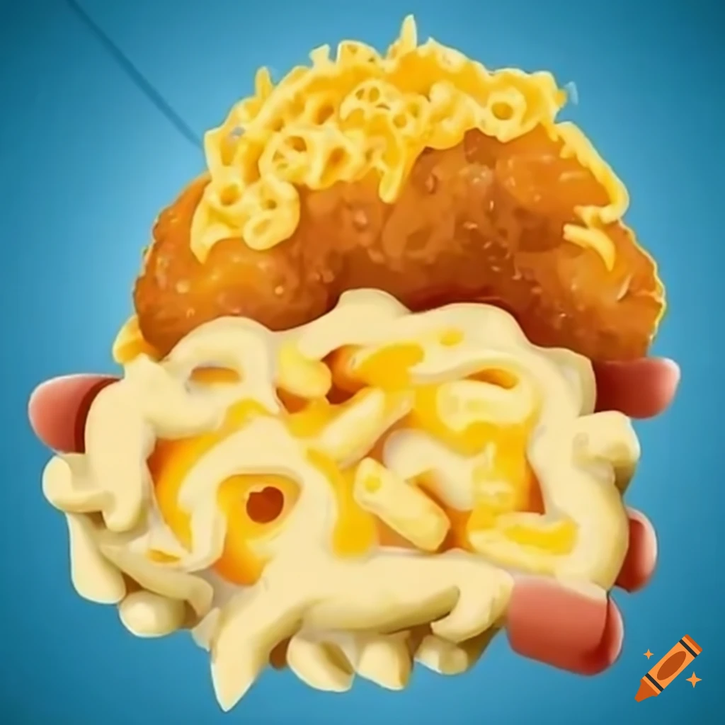Fried mac and cheese ball crushed by hand