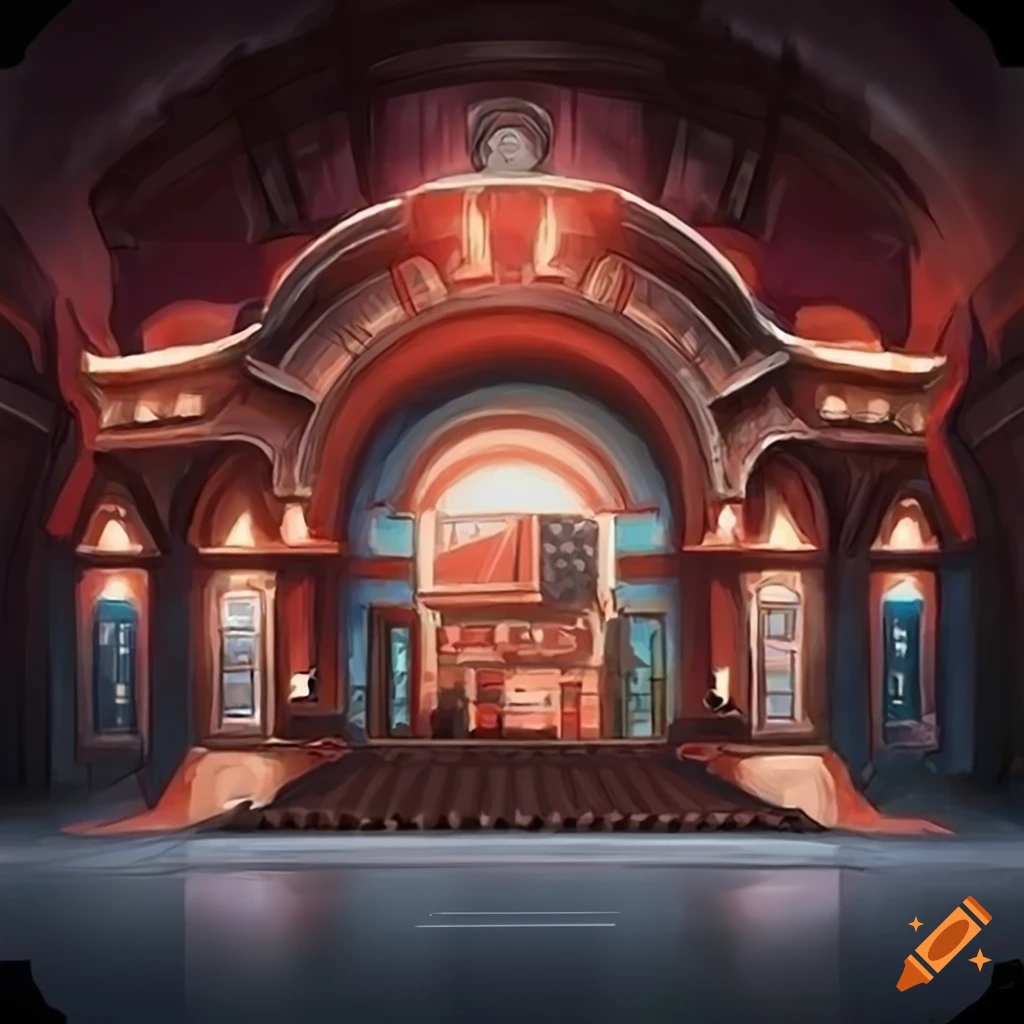 Concept art of a cinema entrance on Craiyon