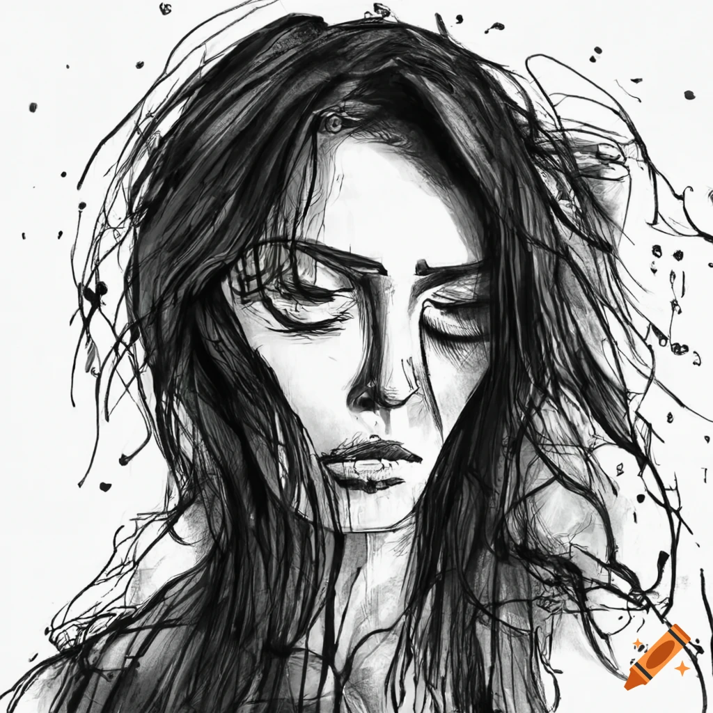 Masseu Learns To Sketch: Sad Woman Crying Sketch