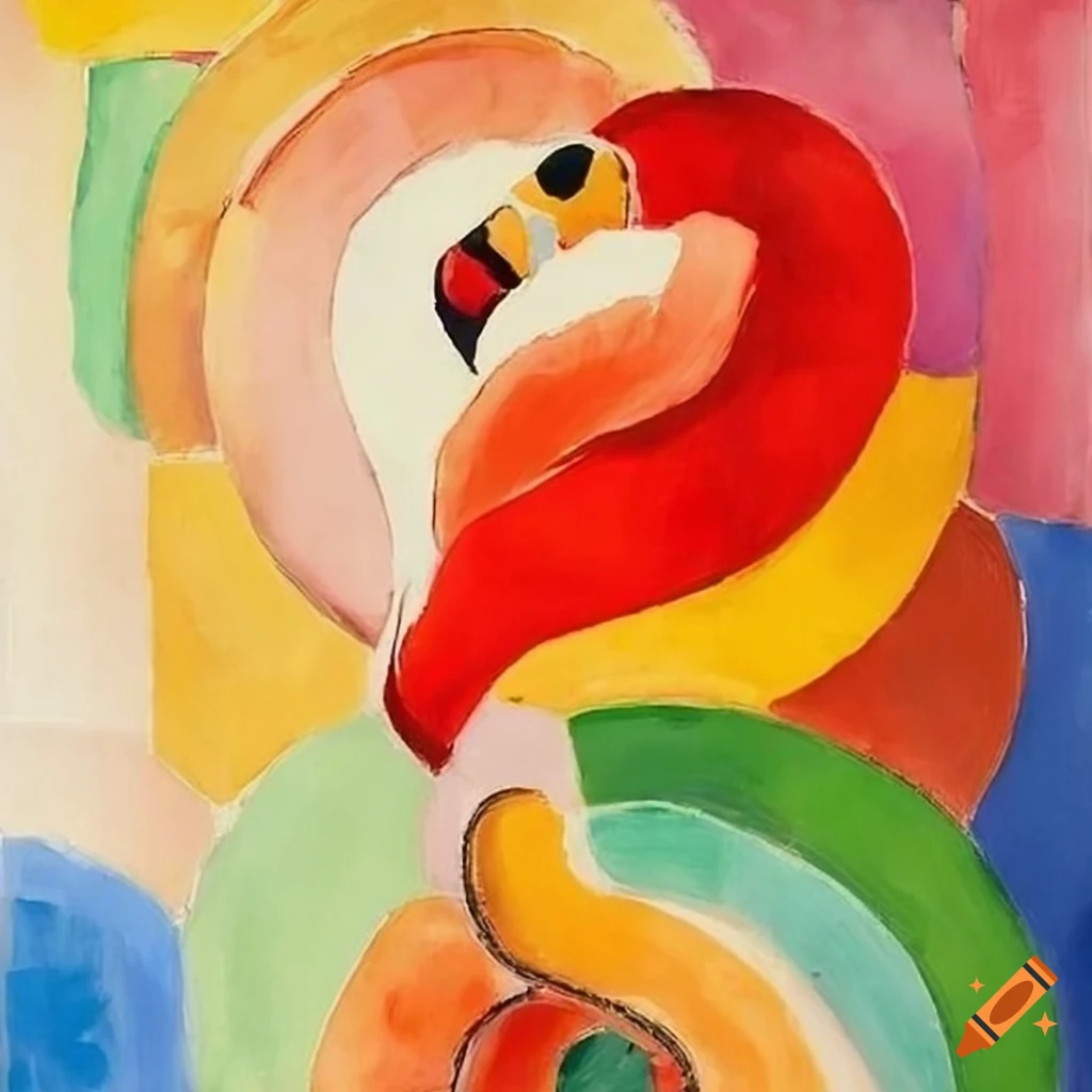 abstract artwork of a colorful flamingo sculpture