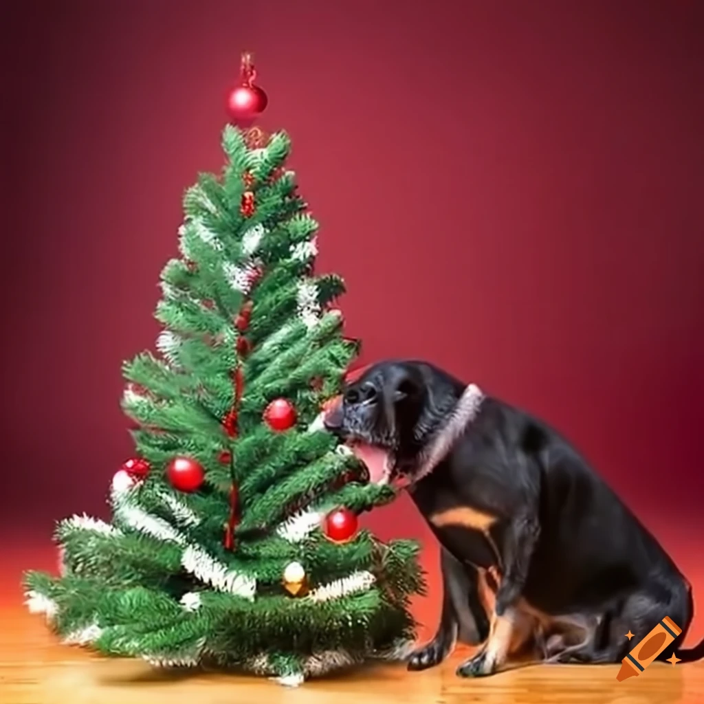 dog-eating-a-christmas-tree