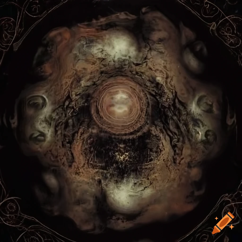 enso caligraphy with baroque elements and black metal influences