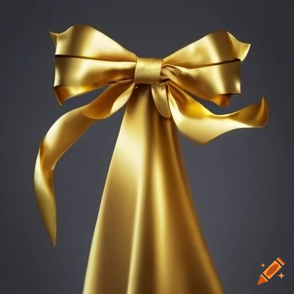 Orange ribbon bow with a yellow glint on Craiyon