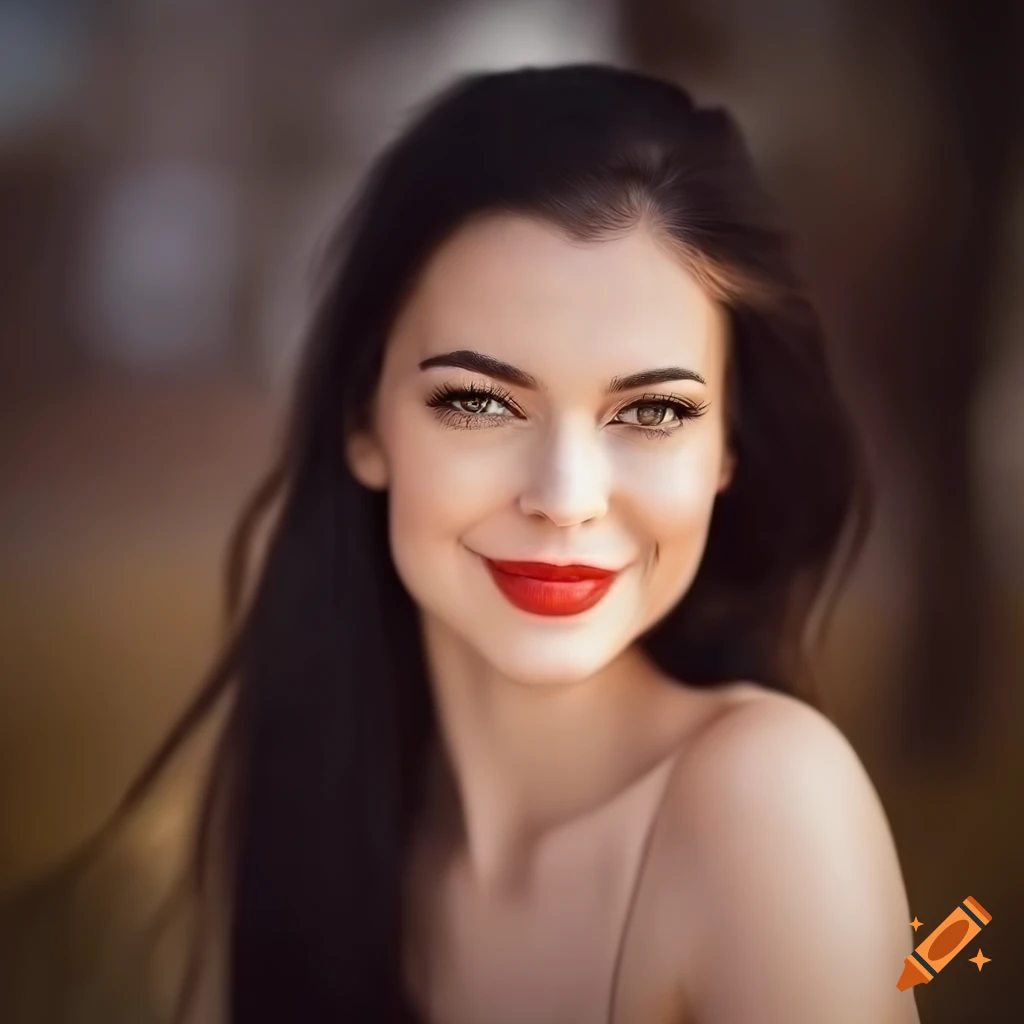 Portrait of a beautiful and modern woman with long black hair on Craiyon