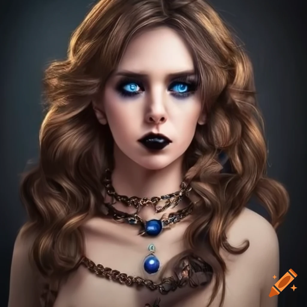 Artwork Of A Fierce Protagonist Woman With Wavy Brown Hair And Dark Blue Eyes 4541