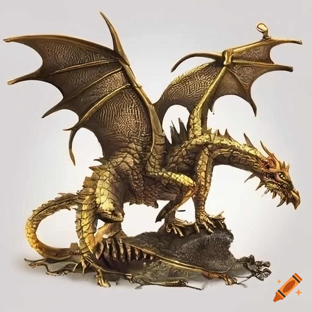 Adult brass dragon from dungeons & dragons 5e on Craiyon