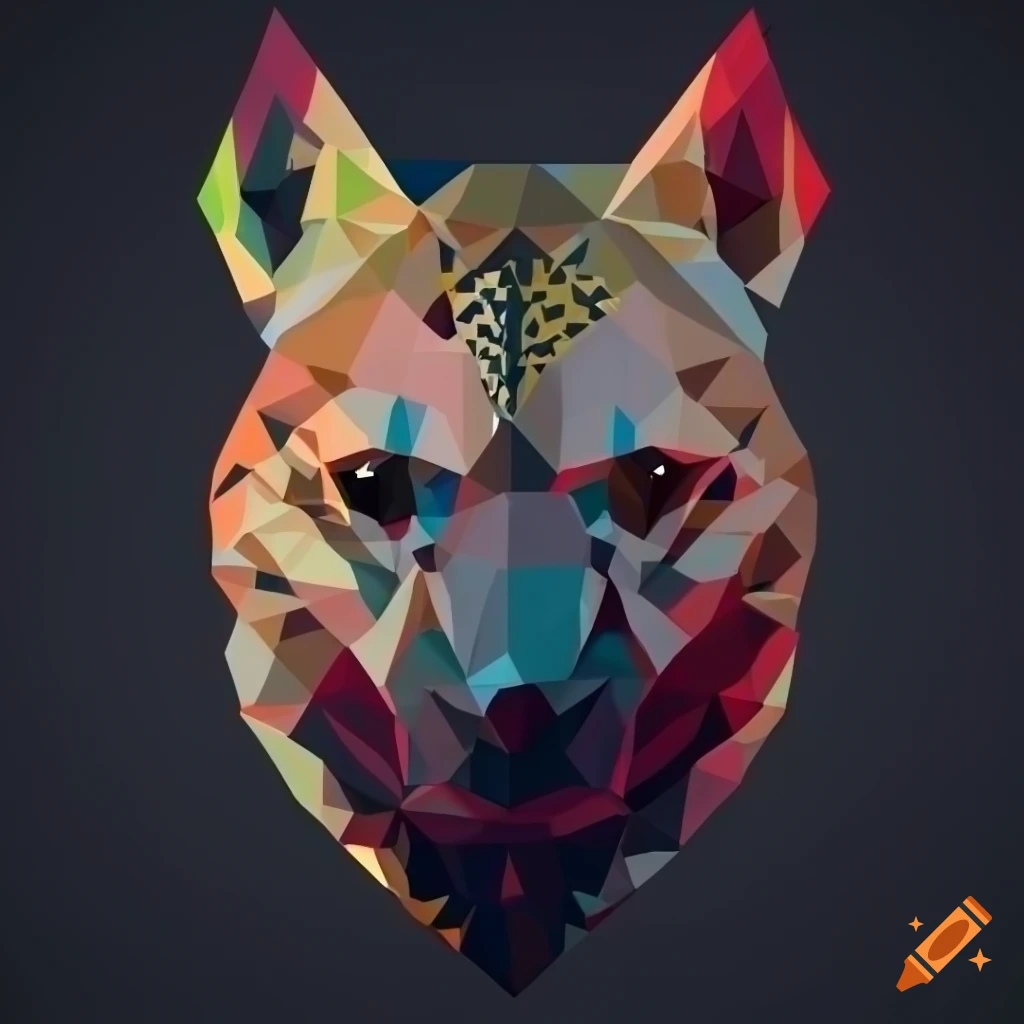 low poly hyena logo design