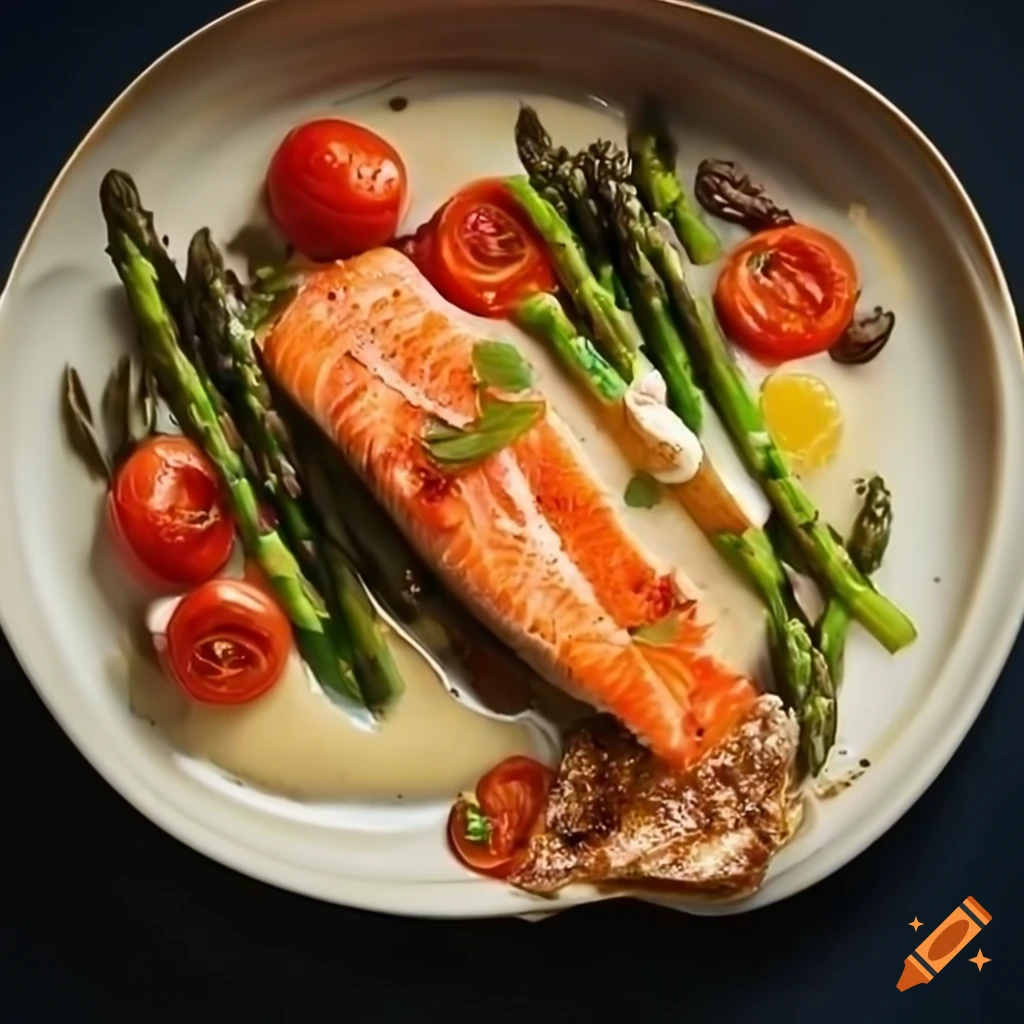 Delicious baked salmon fillet with beurre blanc sauce on Craiyon