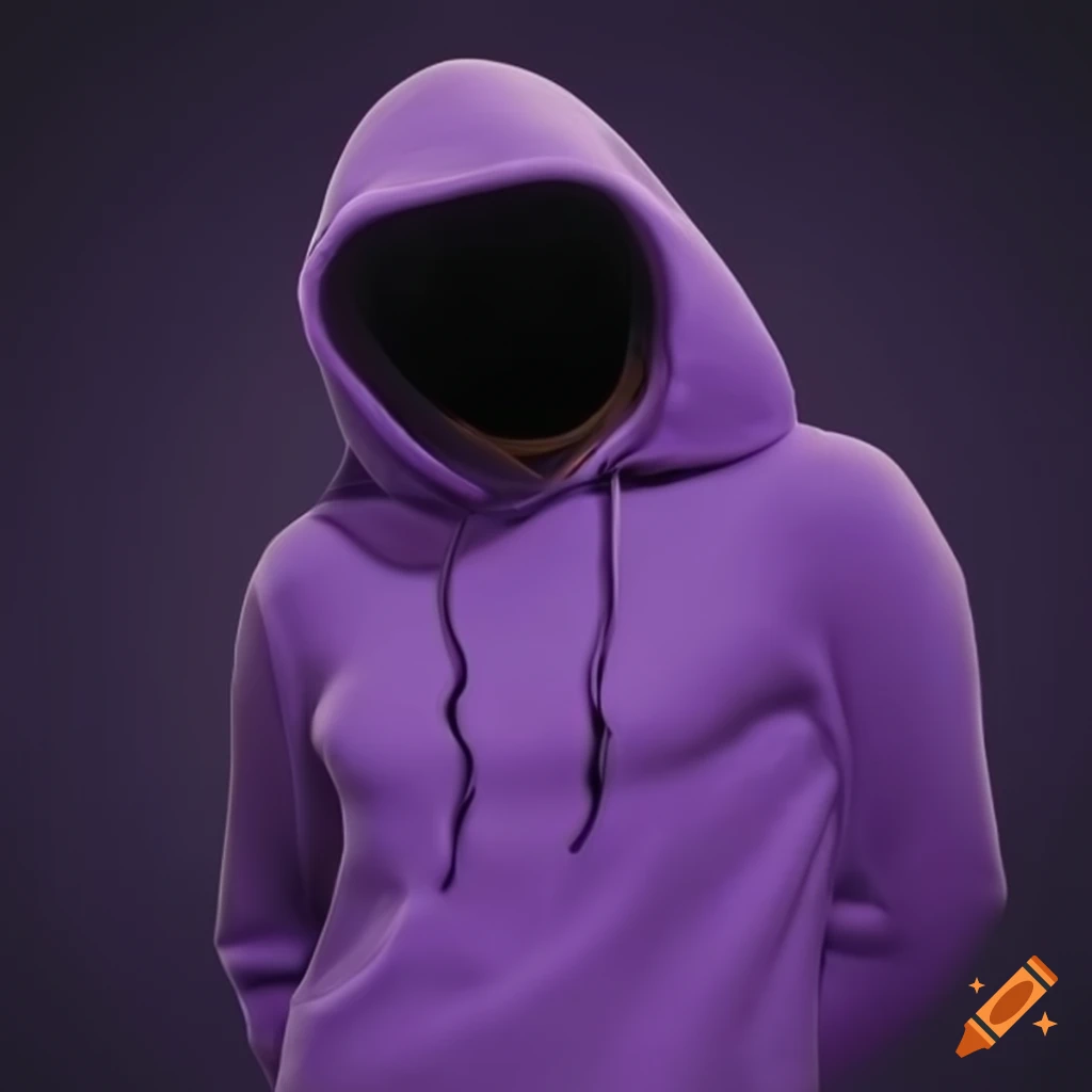 Dark Purple Hoodie With A Melting Smiley Mask On Craiyon