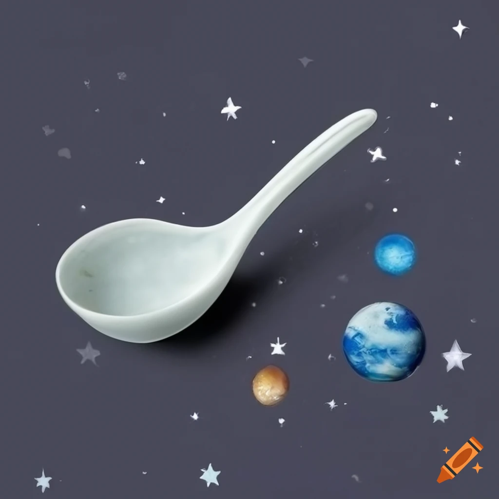 Asian soup spoon with a celestial background
