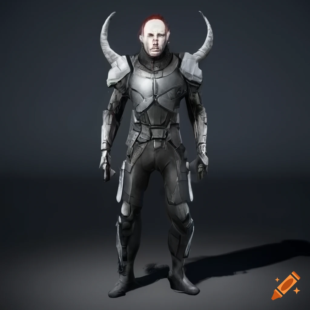Sci-fi dark soldier elf with red hair and black armor on Craiyon