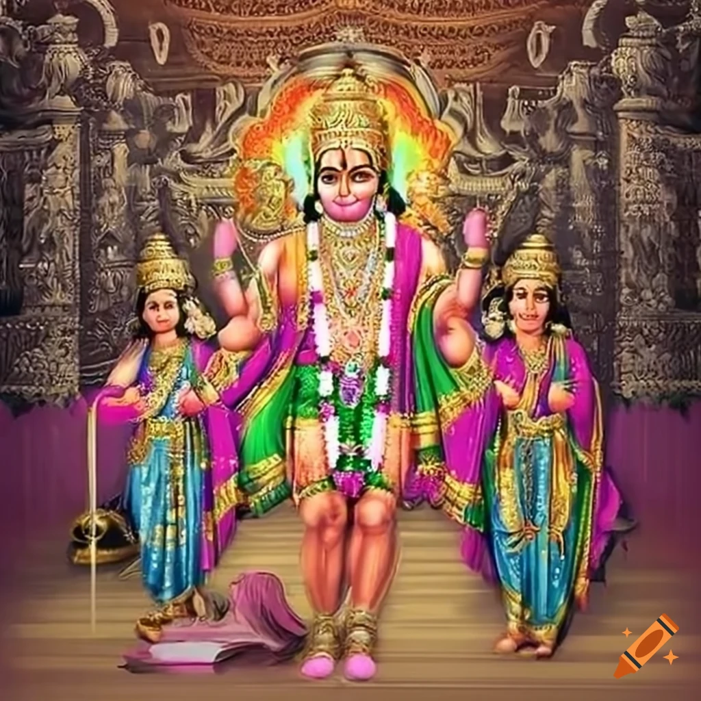 Hanuman ji with Ram and Sita