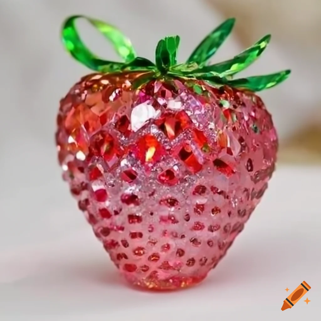 Exquisite crystal strawberry sculpture on Craiyon