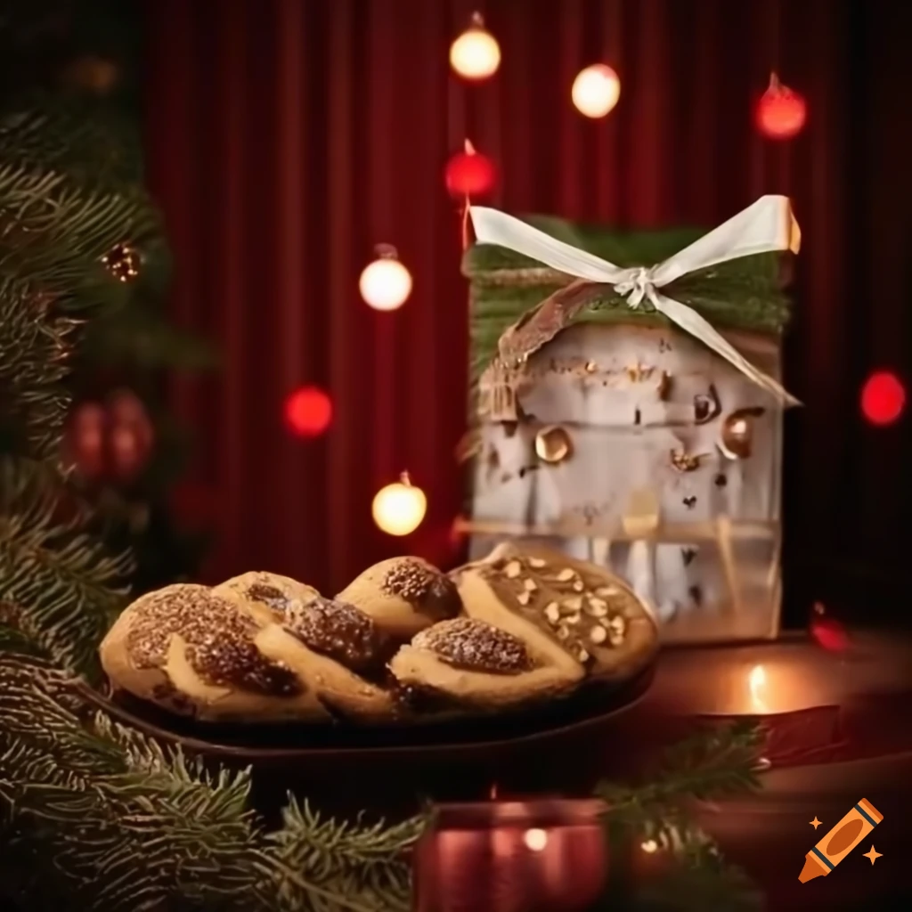 photorealistic promotional poster for culinary gift ideas and advent cookies