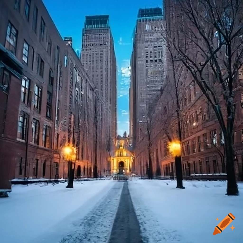 winter scene of a college campus in New York