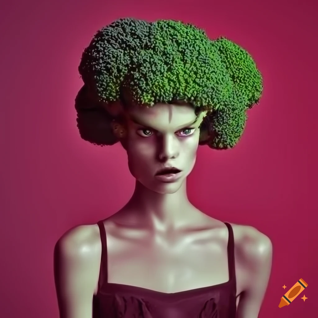 Broccoli on red background