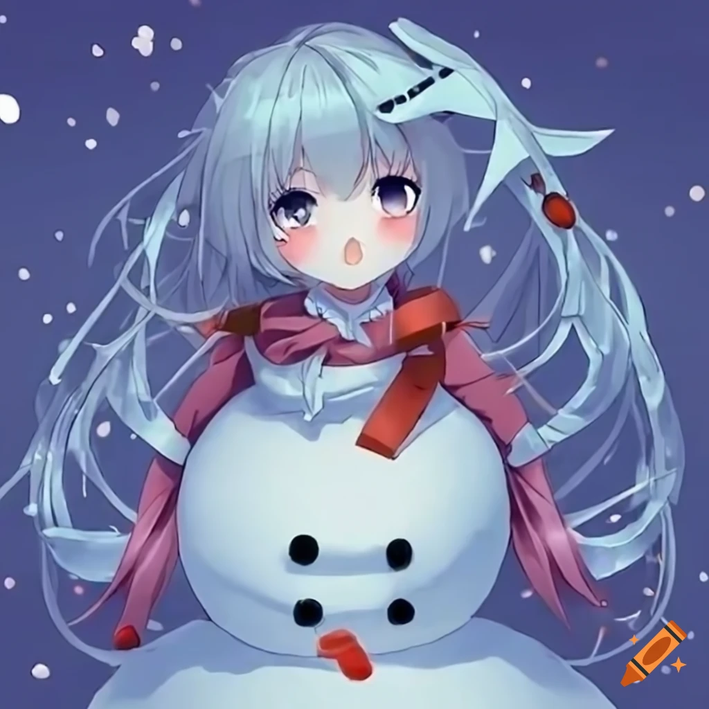Girl, snowman, cats, snow, winter, anime, HD wallpaper | Peakpx