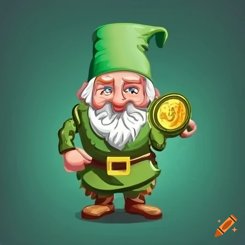 Cartoon Dwarf Holding A Gold Coin cartoon-dwarf-holding-a-gold-coin