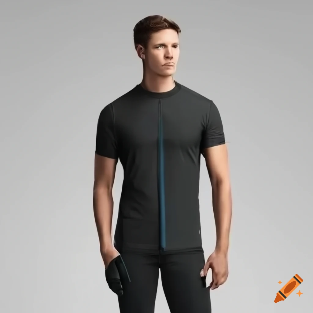 Full length and short sleeve black athletic compression shirt, female  model, sleek and modern design on Craiyon