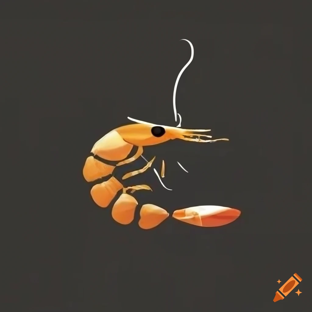 gold shrimp logo in oval shape