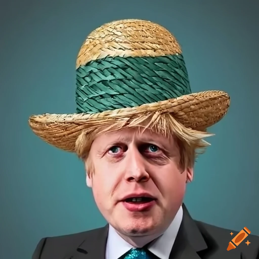 Boris johnson in a straw hat
