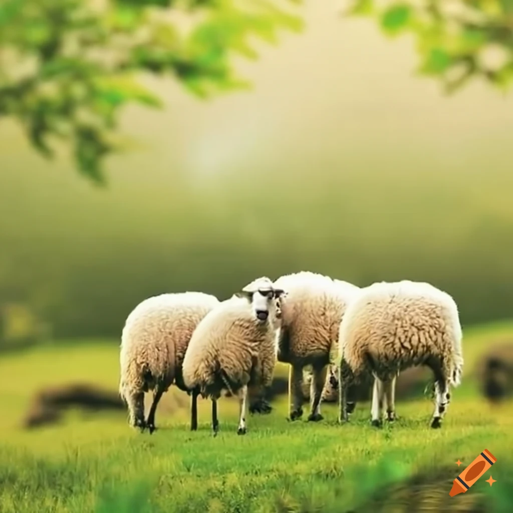 group of sheeps coexisting with nature