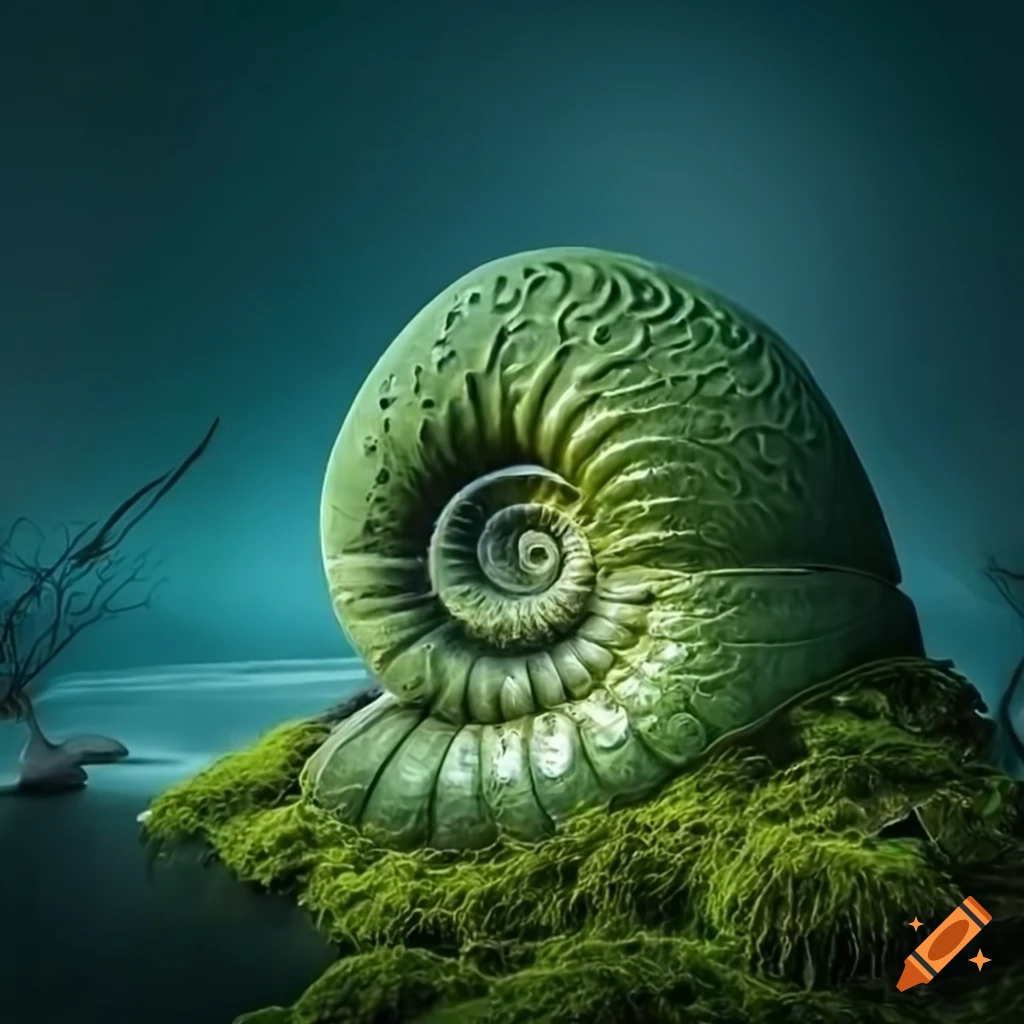 hyperreal glass building shaped like an ammonite