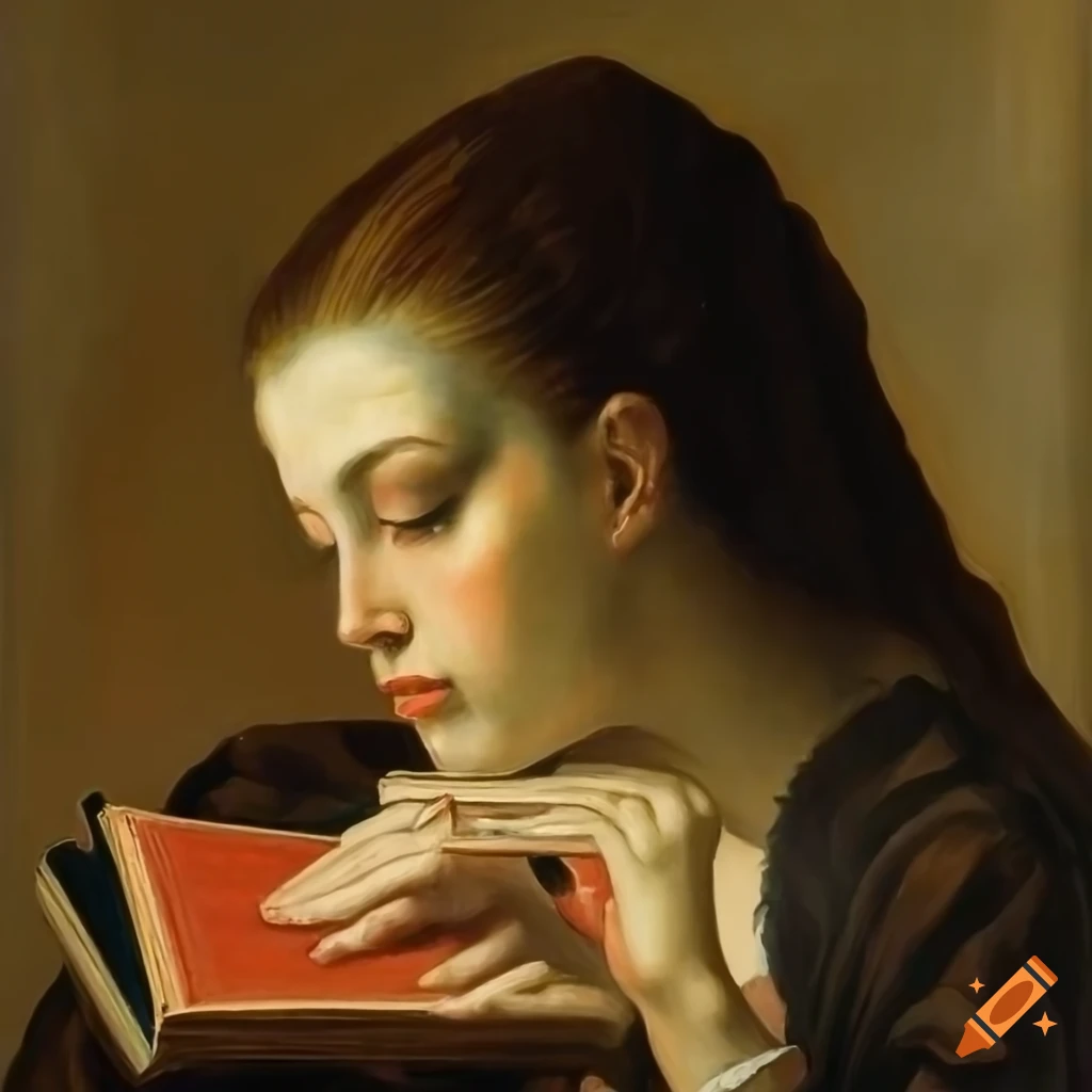 Masterpiece painting of a woman reading a book on Craiyon