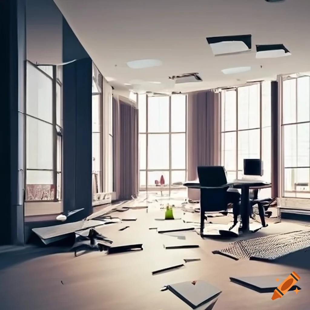 Conceptual image of breaking office floors
