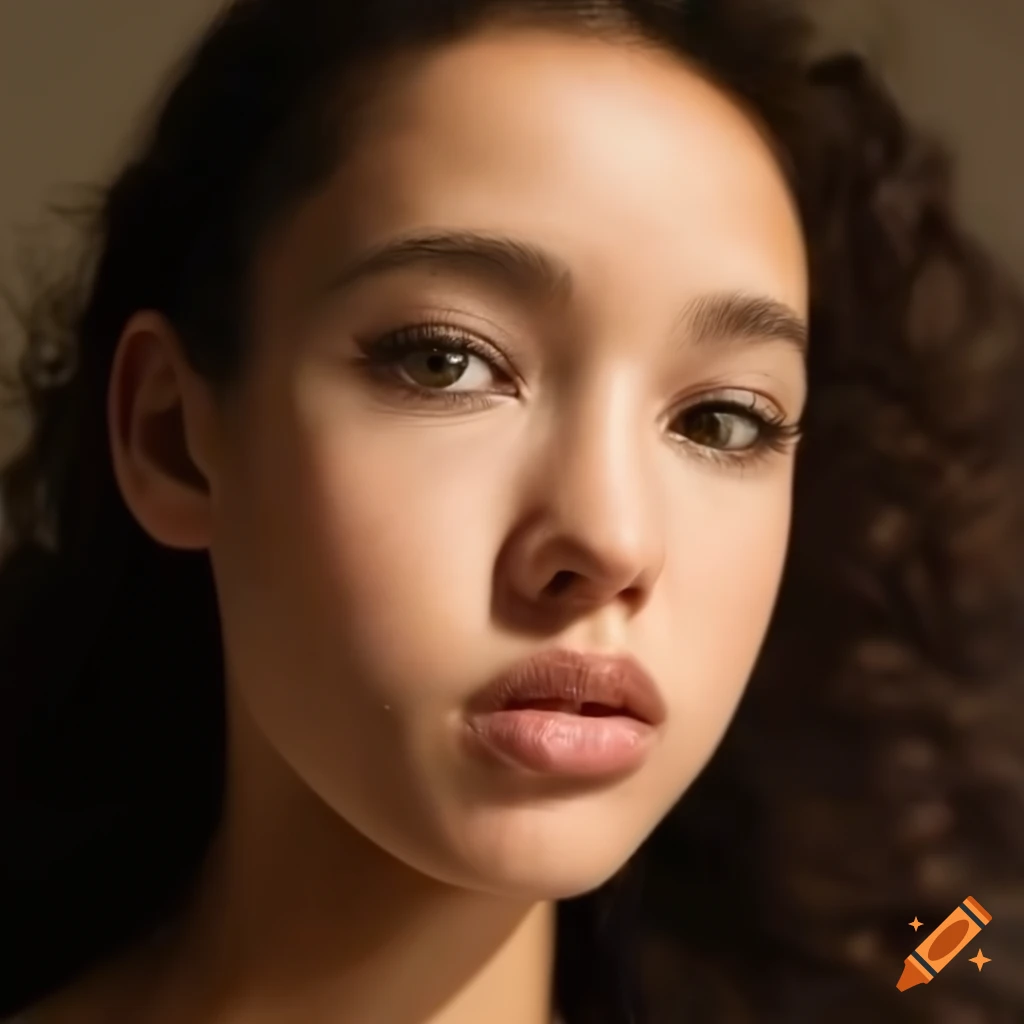 Stunning close-up portrait of a young woman on Craiyon