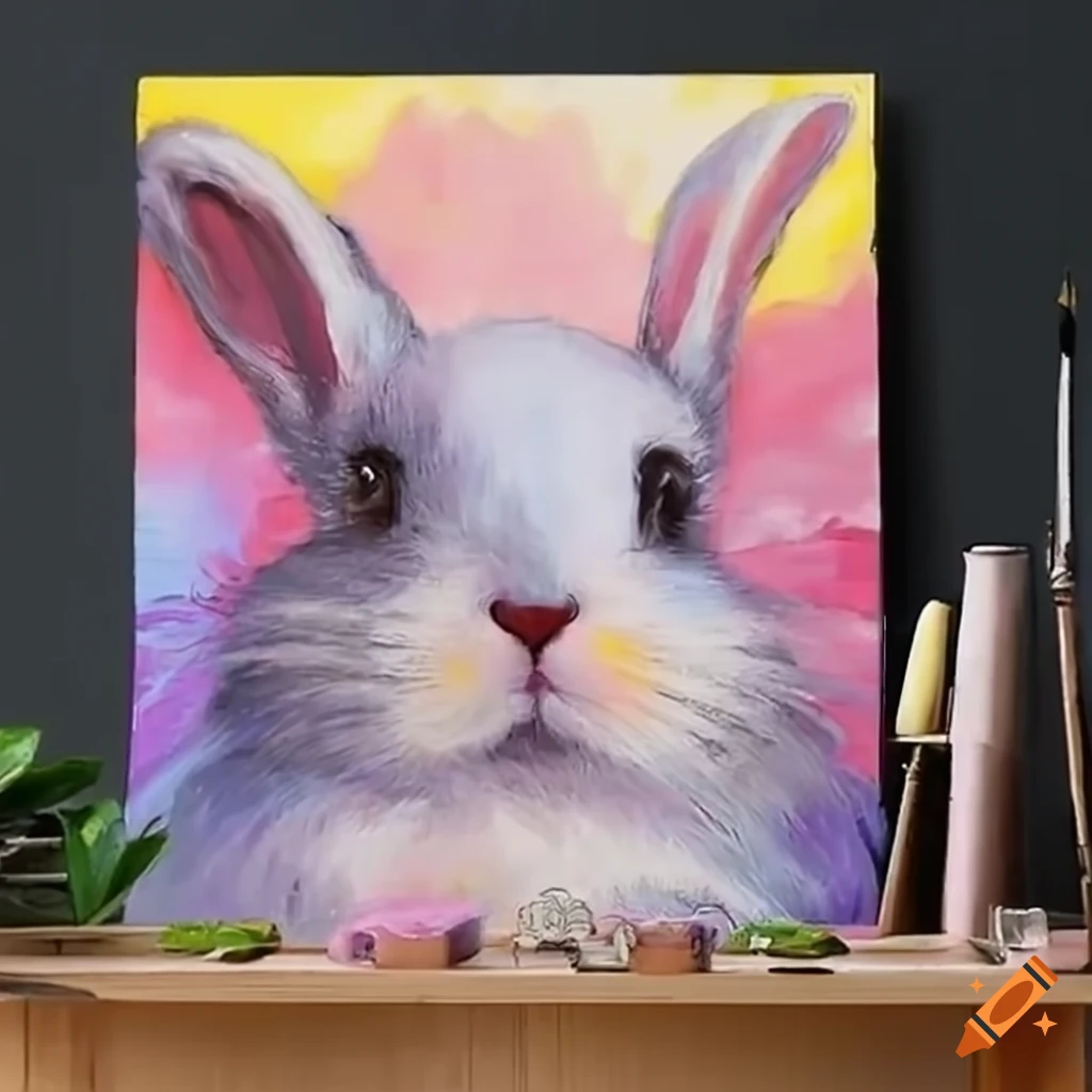 Anime rabbit in pastel colors on Craiyon