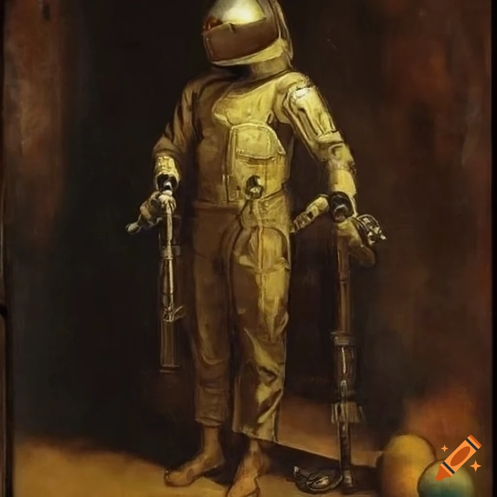 Painting Of A Man In Sci fi Overalls And Space Helmet painting-of-a-man-in-sci-fi-overalls-and-space-helmet