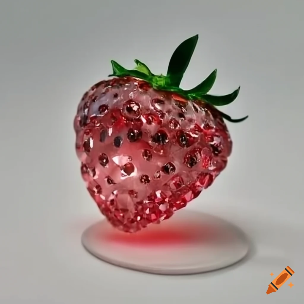 Exquisite crystal strawberry sculpture on Craiyon