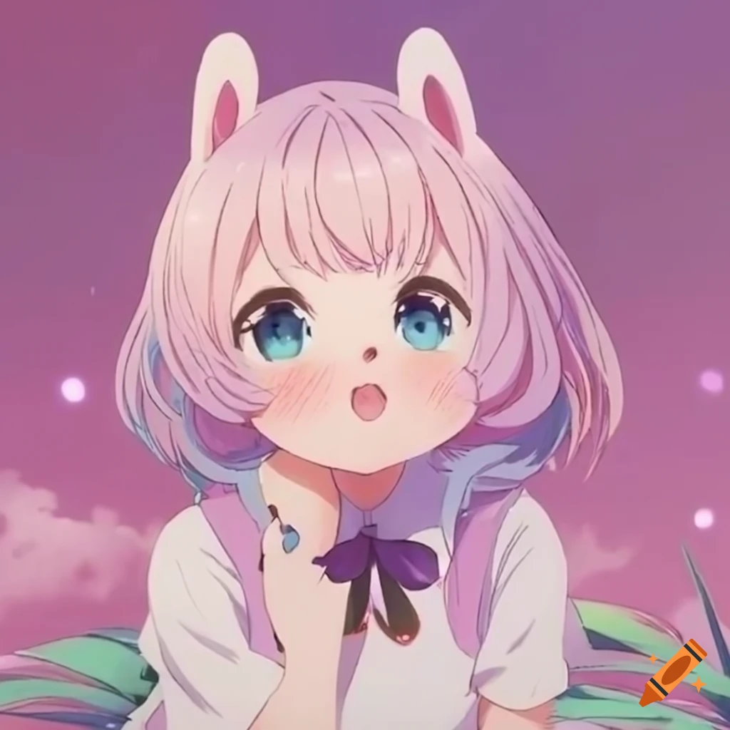 pastel color anime rabbit