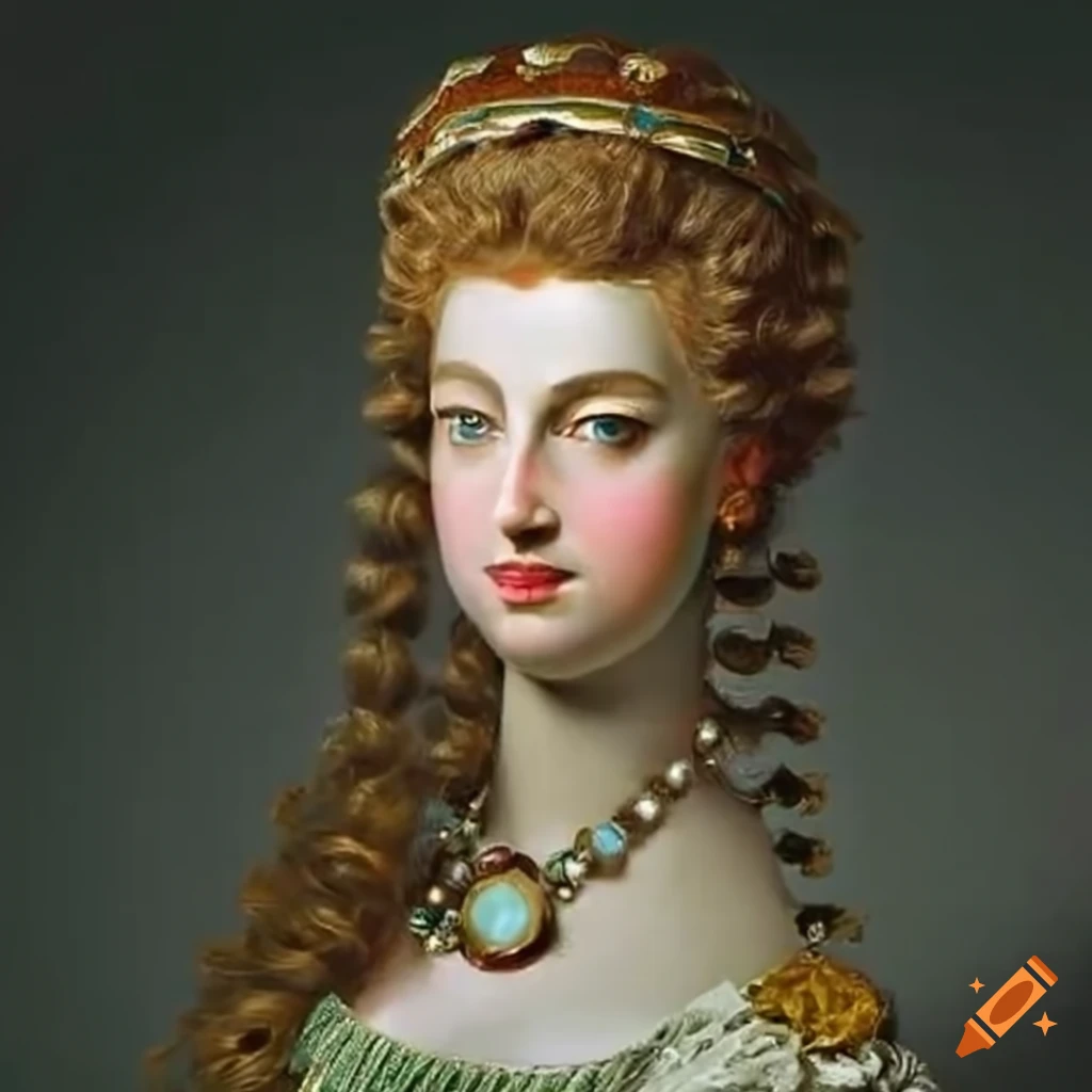 Detailed painting of a beautiful woman with empire-style hair