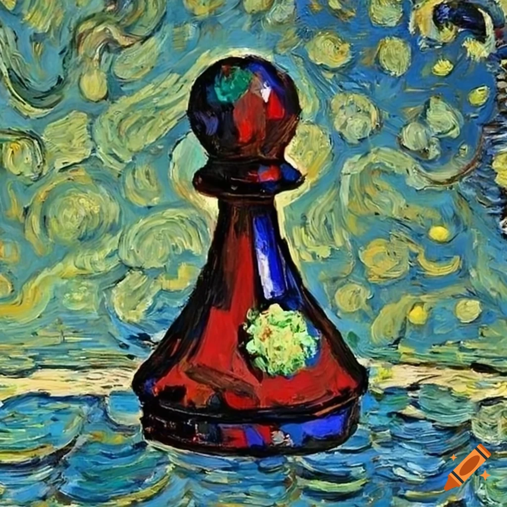 Colorful chess pawn painting by van gogh on Craiyon
