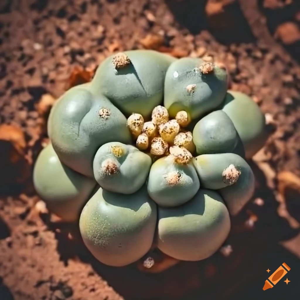 close-up of a textured lophophora cactus