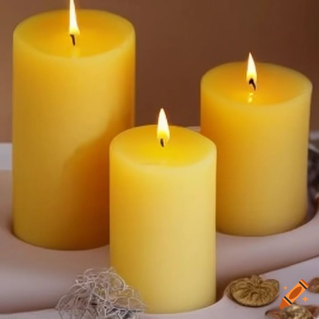 yellow pillar candles in a gift package