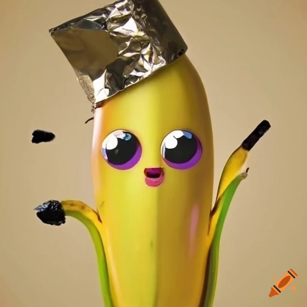 Cute banana with foil hat on Craiyon
