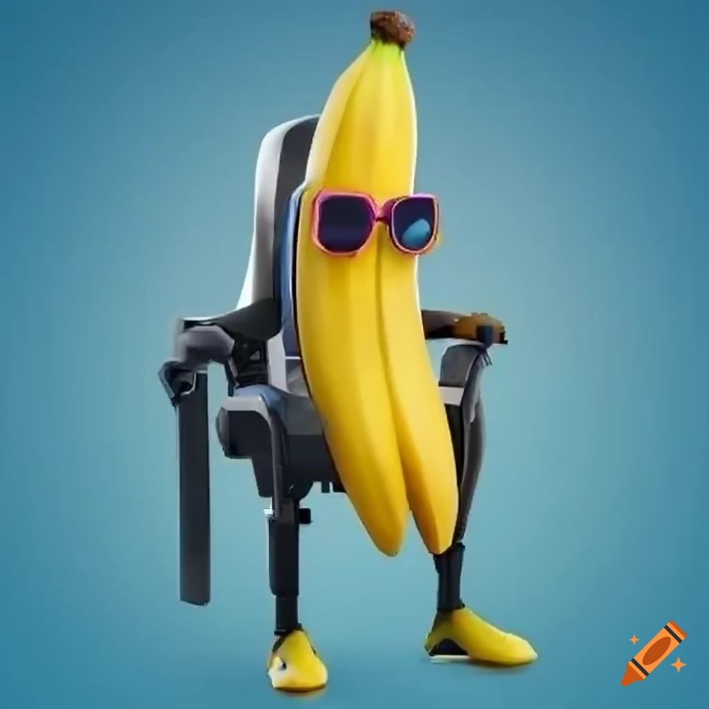 Banana playing fortnite on a gaming chair
