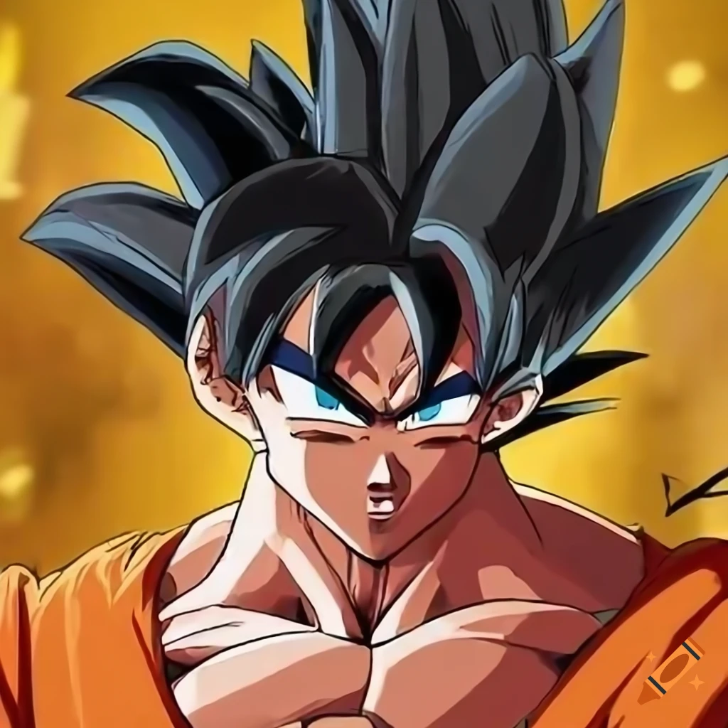 Highly realistic depiction of goku with intense expression