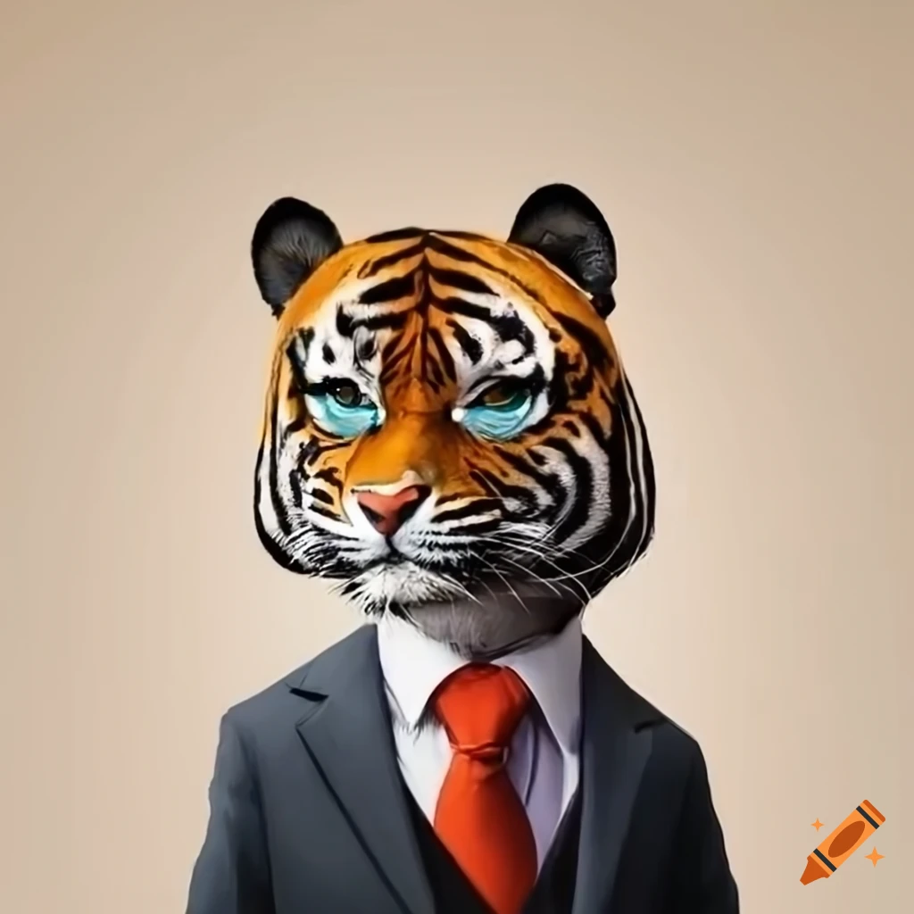 tiger wearing a suit and tie