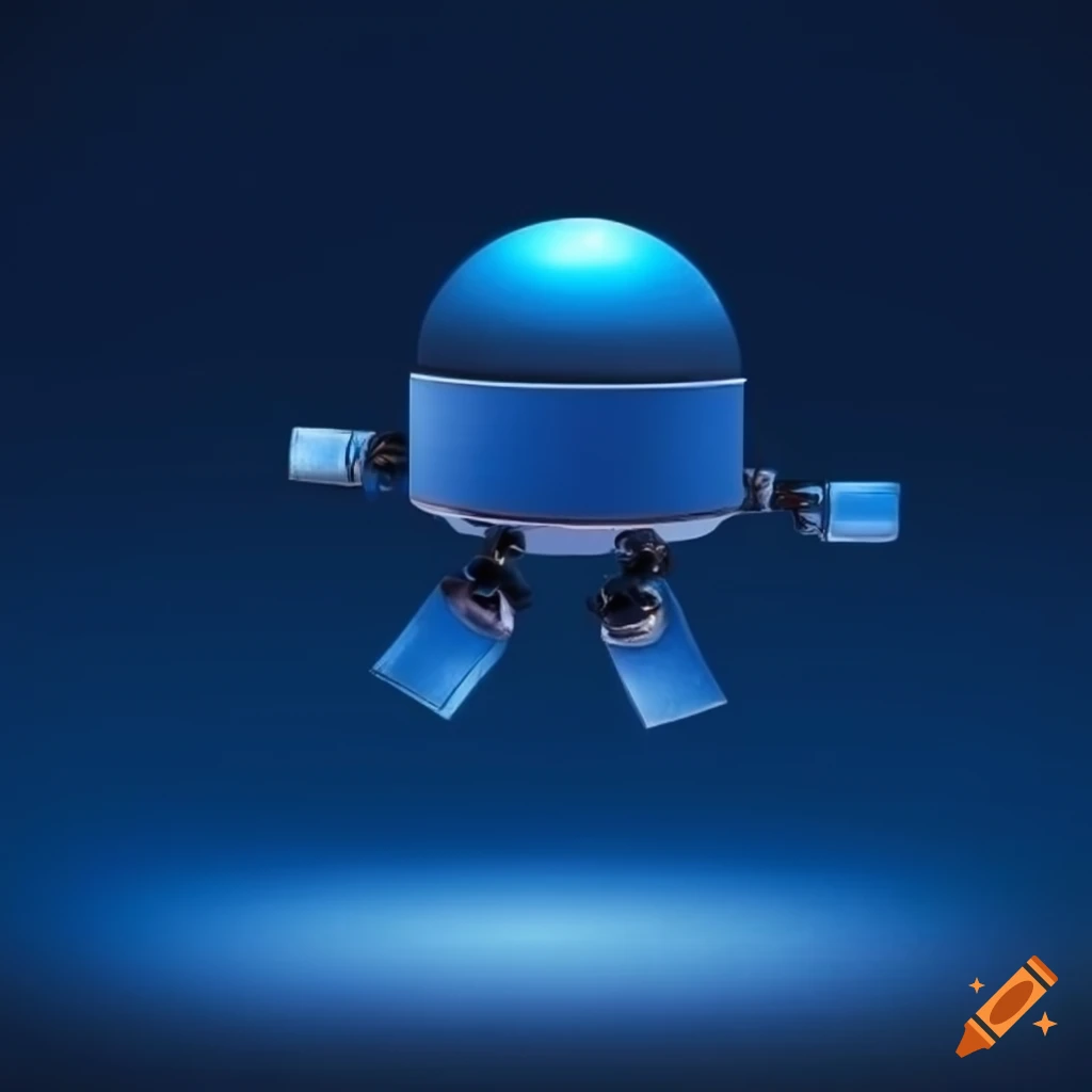 blue space with a floating robot