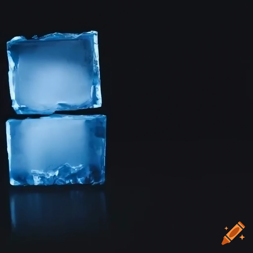 ice block wall in a black background