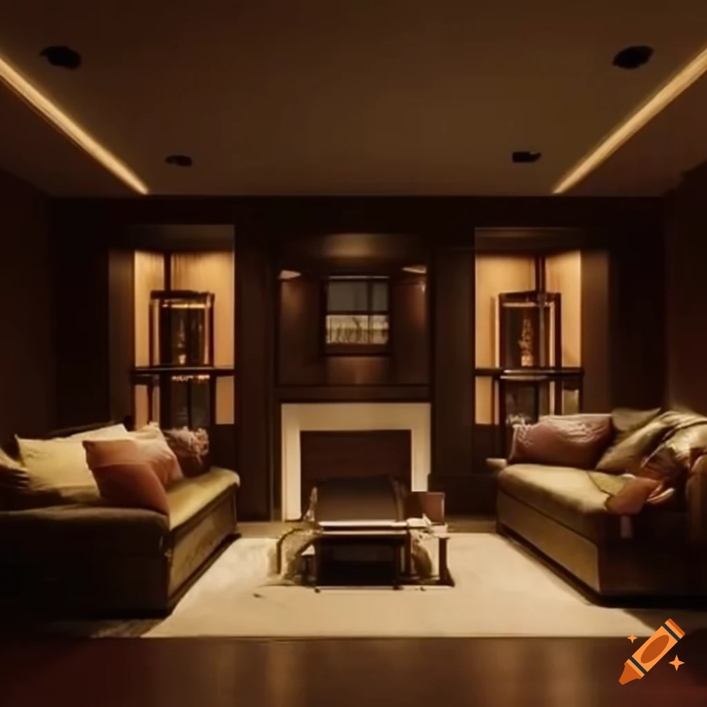 Cozy living room with soft lighting at night on Craiyon